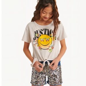 Justice Floral Smiley Tee with Butterflies